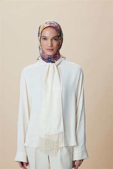 TUVANA MULBERRY İPEK EŞARP 90*90 CM - NAR ÇİÇEĞİ