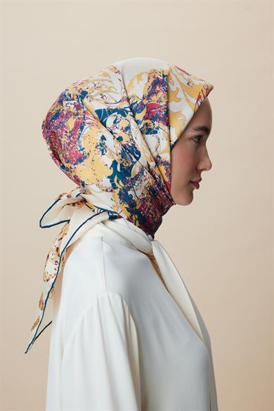 TUVANA MULBERRY İPEK EŞARP 90*90 CM - NAR ÇİÇEĞİ