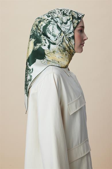 TUVANA MULBERRY İPEK EŞARP 90*90 CM - YEŞİL