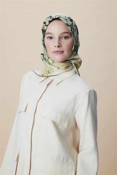 TUVANA MULBERRY İPEK EŞARP 90*90 CM - YEŞİL