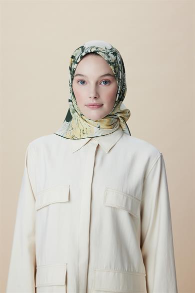 TUVANA MULBERRY İPEK EŞARP 90*90 CM - YEŞİL