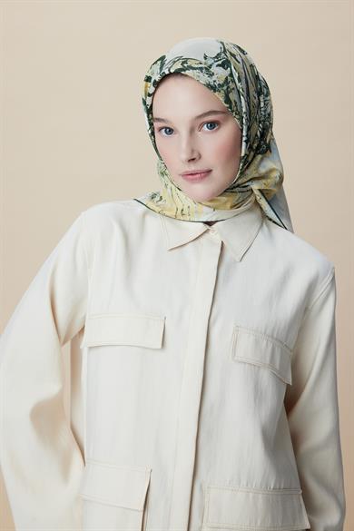 TUVANA MULBERRY İPEK EŞARP 90*90 CM - YEŞİL