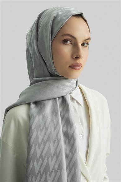 UMAY %100 İPEK JAKARLI ŞAL-AÇIK GRİ