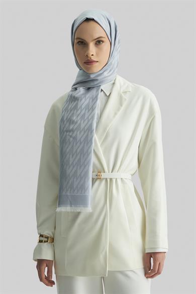 UMAY %100 İPEK JAKARLI ŞAL-AÇIK MAVİ