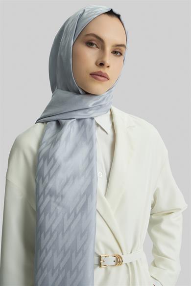 UMAY %100 İPEK JAKARLI ŞAL-AÇIK MAVİ