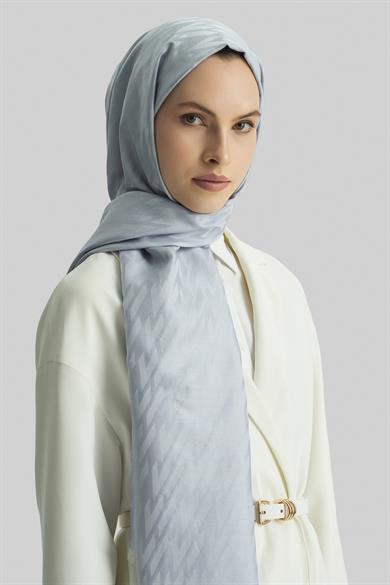 UMAY %100 İPEK JAKARLI ŞAL-AÇIK MAVİ