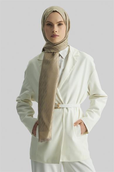 UMAY %100 İPEK JAKARLI ŞAL-BEJ