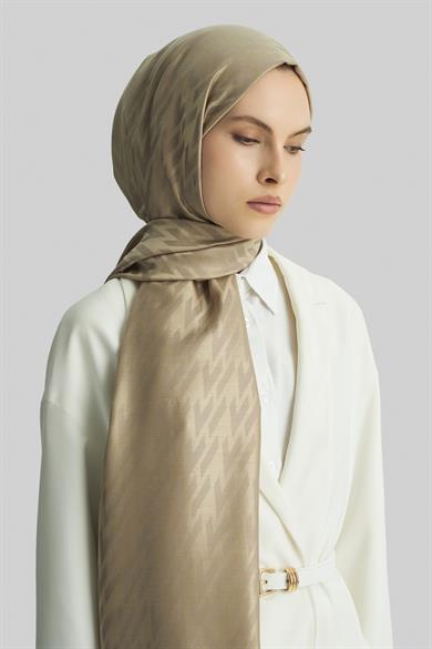 UMAY %100 İPEK JAKARLI ŞAL-BEJ