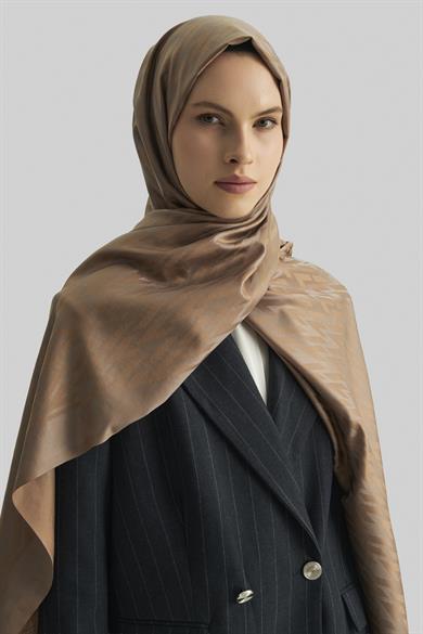 UMAY %100 İPEK JAKARLI ŞAL-CAMEL