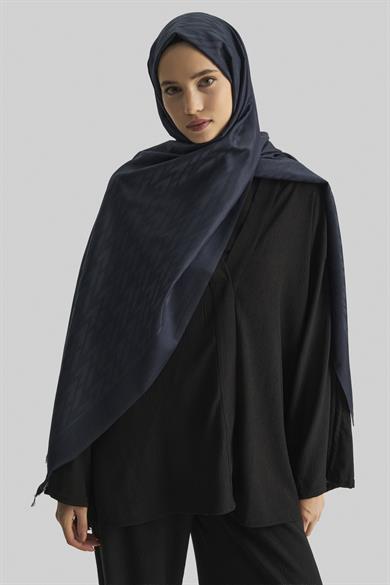 UMAY %100 İPEK JAKARLI ŞAL-LACİVERT