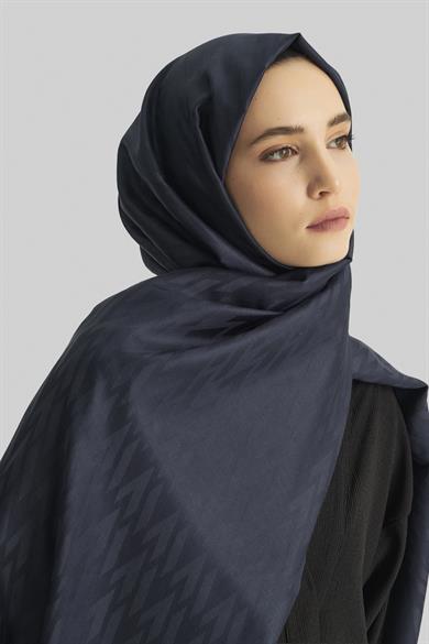 UMAY %100 İPEK JAKARLI ŞAL-LACİVERT