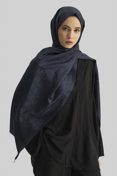 UMAY %100 İPEK JAKARLI ŞAL-LACİVERT