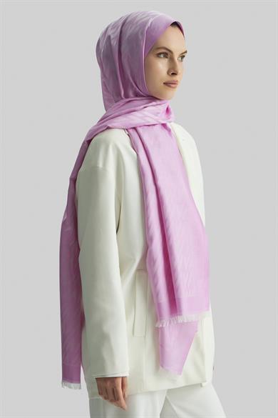 UMAY %100 İPEK JAKARLI ŞAL-PEMBE