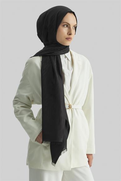 UMAY %100 İPEK JAKARLI ŞAL-SİYAH