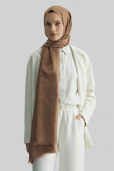 UMAY %100 İPEK JAKARLI ŞAL-SÜTLÜ KAHVE