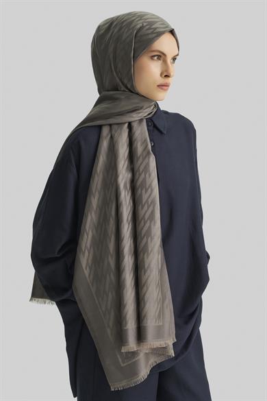 UMAY %100 İPEK JAKARLI ŞAL-VİZON