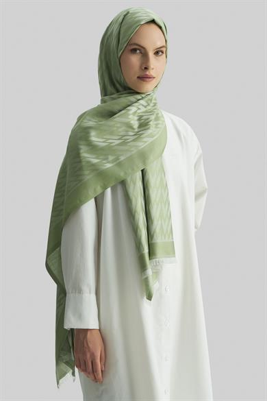 UMAY %100 İPEK JAKARLI ŞAL-YEŞİL