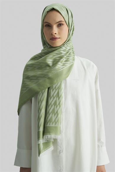 UMAY %100 İPEK JAKARLI ŞAL-YEŞİL