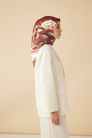 VERDA MULBERRY İPEK EŞARP 90*90 CM - KİREMİT