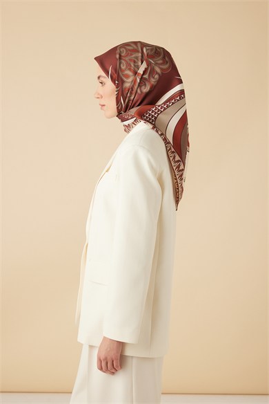 VERDA MULBERRY İPEK EŞARP 90*90 CM - KİREMİT