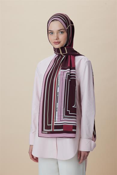 VİRA KREP İPEK ŞAL 70*190 CM - BORDO