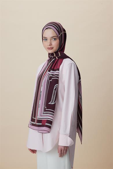VİRA KREP İPEK ŞAL 70*190 CM - BORDO