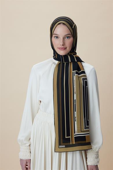 VİRA KREP İPEK ŞAL 70*190 CM - GOLD