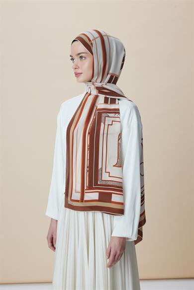 VİRA KREP İPEK ŞAL 70*190 CM - TABA