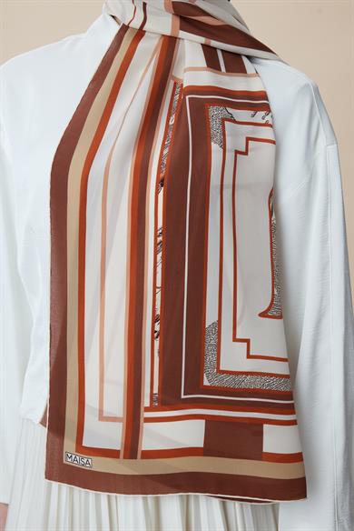 VİRA KREP İPEK ŞAL 70*190 CM - TABA