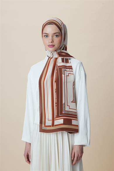 VİRA KREP İPEK ŞAL 70*190 CM - TABA