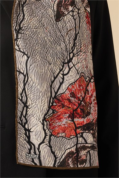 VUSLAT YÜN İPEK KAŞMİR ŞAL 70*200 CM - EKRU