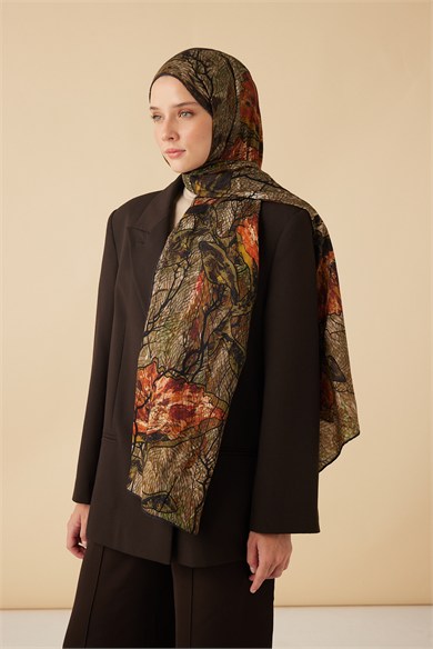 VUSLAT YÜN İPEK KAŞMİR ŞAL 70*200 CM - HAKİ