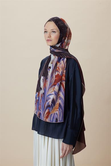 YAKAMOZ KREP İPEK ŞAL 70*190 CM - BORDO