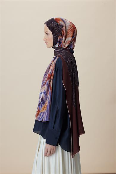 YAKAMOZ KREP İPEK ŞAL 70*190 CM - BORDO