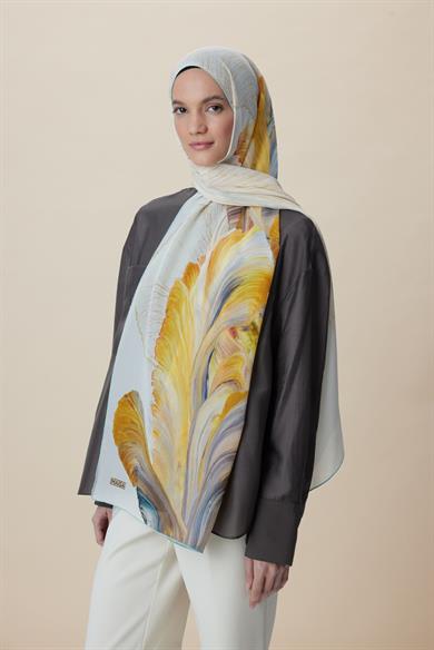YAKAMOZ KREP İPEK ŞAL 70*190 CM - SARI