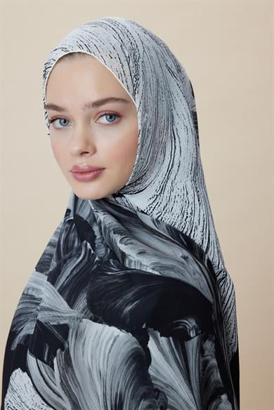 YAKAMOZ KREP İPEK ŞAL 70*190 CM - SİYAH