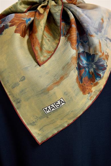 YONCA MULBERRY İPEK EŞARP 90*90 CM - KAHVERENGİ