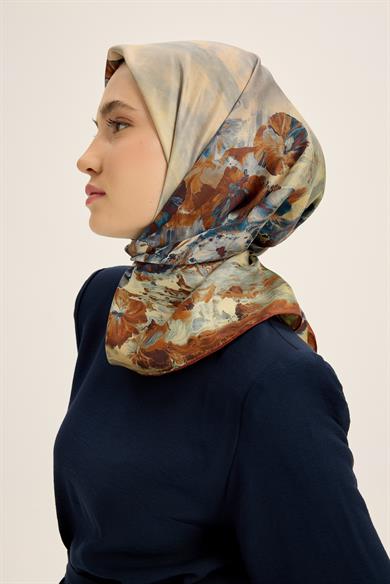 YONCA MULBERRY İPEK EŞARP 90*90 CM - KAHVERENGİ