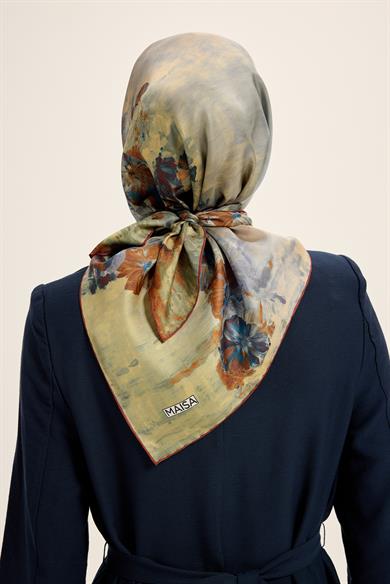 YONCA MULBERRY İPEK EŞARP 90*90 CM - KAHVERENGİ