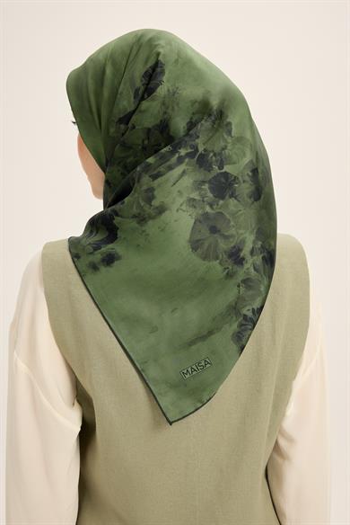 YONCA MULBERRY İPEK EŞARP 90*90 CM - KOYU YEŞİL
