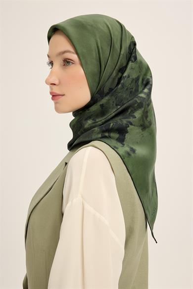 YONCA MULBERRY İPEK EŞARP 90*90 CM - KOYU YEŞİL