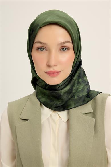 YONCA MULBERRY İPEK EŞARP 90*90 CM - KOYU YEŞİL