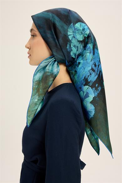 YONCA MULBERRY İPEK EŞARP 90*90 CM - LACİVERT