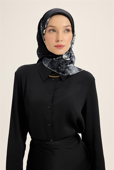 YONCA MULBERRY İPEK EŞARP 90*90 CM - SİYAH