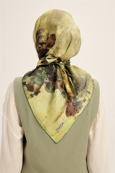 YONCA MULBERRY İPEK EŞARP 90*90 CM - YEŞİL