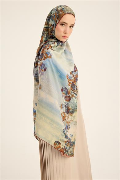 YONCA PAMUK İPEK ŞAL 70*190 CM - KAHVERENGİ