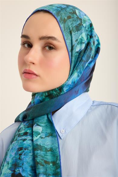 YONCA PAMUK İPEK ŞAL 70*190 CM - LACİVERT