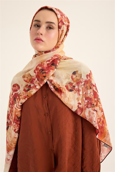 YONCA PAMUK İPEK ŞAL 70*190 CM - TURUNCU