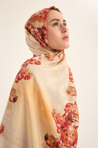 YONCA PAMUK İPEK ŞAL 70*190 CM - TURUNCU