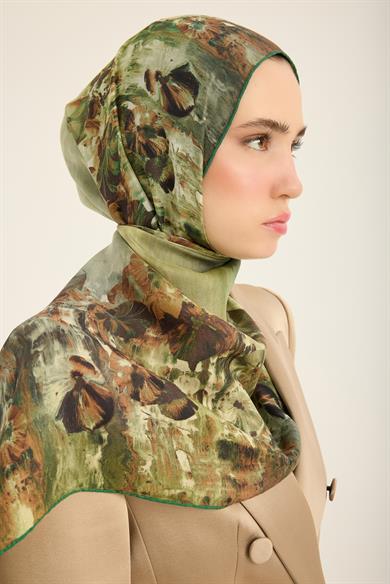 YONCA PAMUK İPEK ŞAL 70*190 CM - YEŞİL